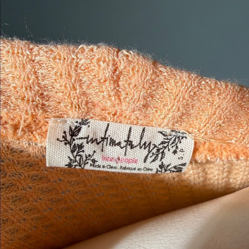 Free People Peach Ribbed Long Sleeve Crop Top (rack3) - Picture 2 of 7